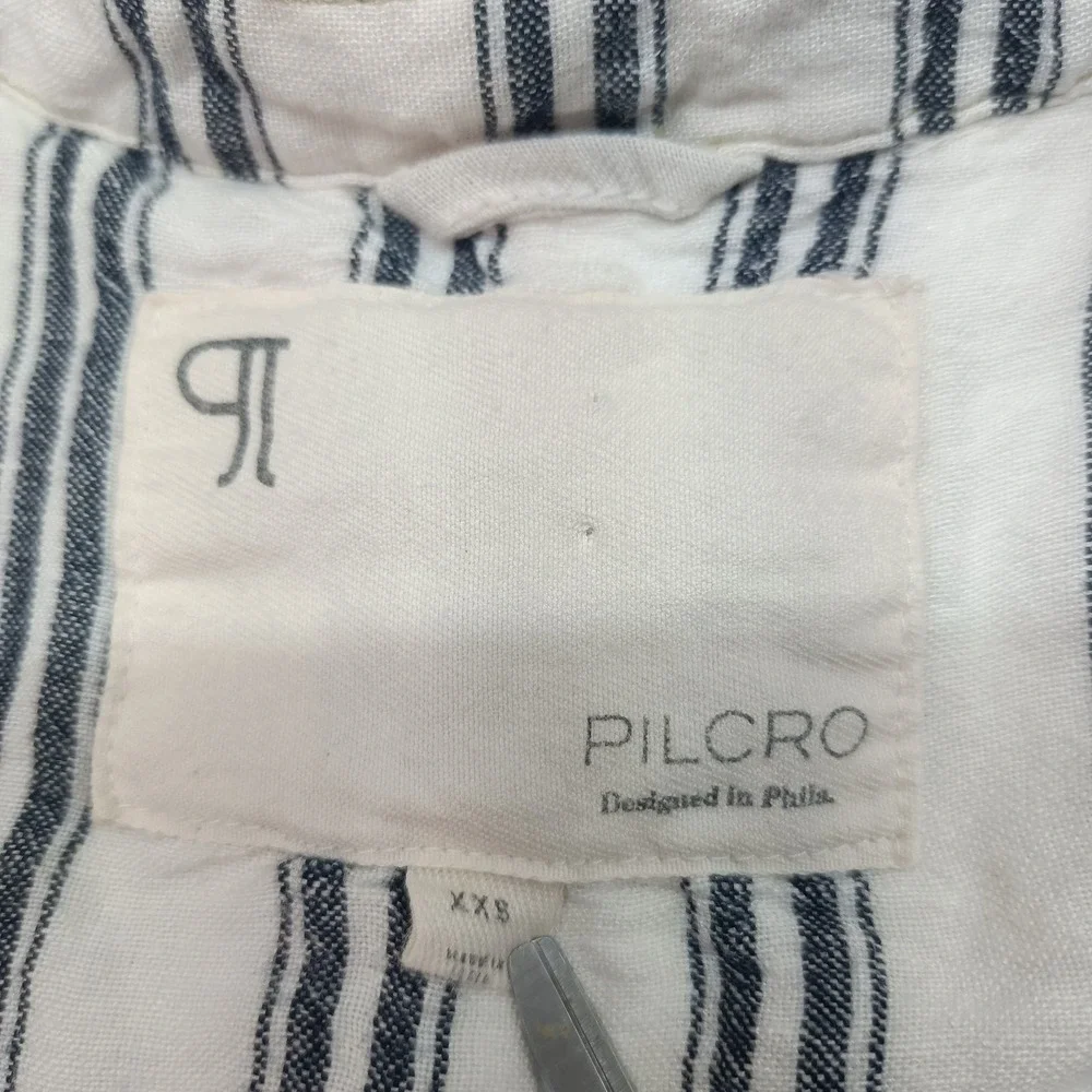 Anthropologie Pilcro Linen Blend Dolman Sleeve‎ Blue Striped Blazer Women's XXS